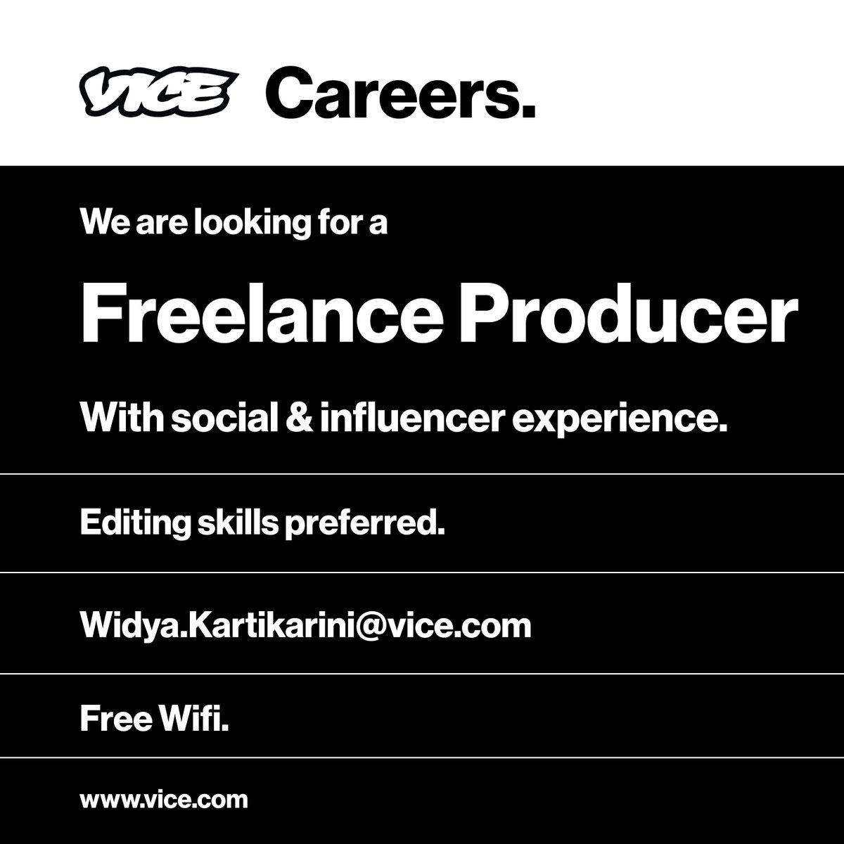 VICE_ID's tweet photo. We're currently hiring for these positions. To apply, please send your CV and portfolio to widya.kartikarini@vice.com. https://t.co/4Glodbf1zP