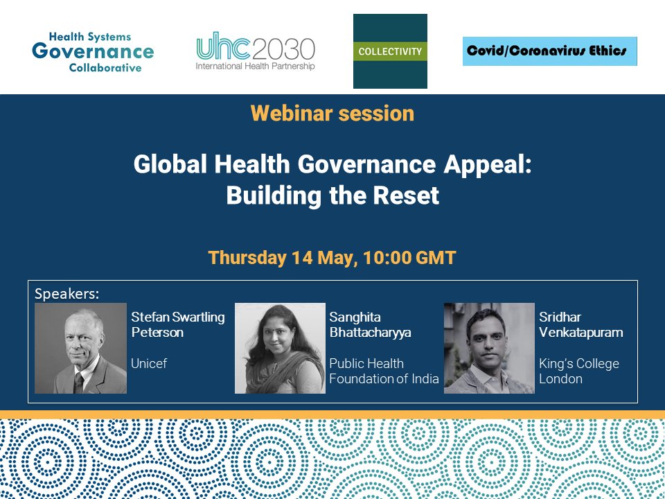 governance_hs's tweet photo. Webinar Alert 🚨
Introducing the "Global Health Governance Appeal: Building the Reset"
An interactive session with @stefanswartpet, #SanghitaBhattacharya and @sridhartweet
Thursday 14 May @ 10:00 GMT
Info and registration here:
https://t.co/vUTj0Ws4uD https://t.co/VMMz62Wjo2