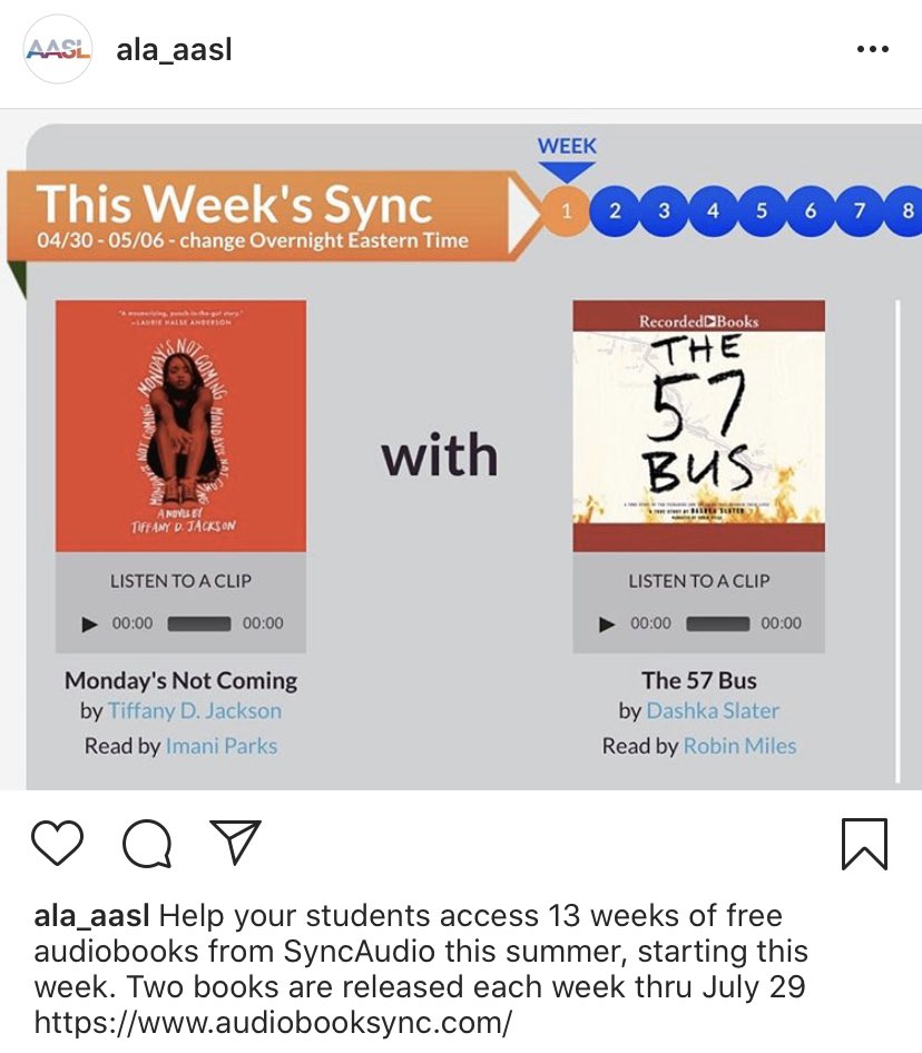 ghslibrary7's tweet photo. TWO great audiobooks released ALL SUMMER long, free to teens 13+. This week starts with “Monday’s Not Coming” and “The 57 Bus.” You will not be bored! https://t.co/VYAEeaXYug @GoshenWarriors https://t.co/vHsNUE2lWT