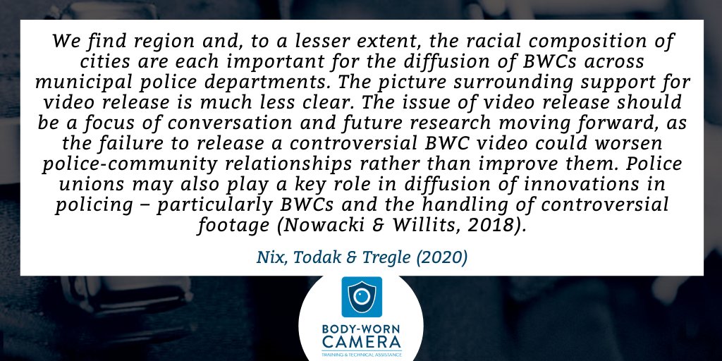 A study conducted by @naturally_crime <a href="/jnixy/">Justin Nix</a> &amp; <a href="/btregle/">Brandon Tregle</a> analyzed the variation in #BWC adoption by police agencies. Learn more on the #BWCTTA website. bwctta.com/understanding-…