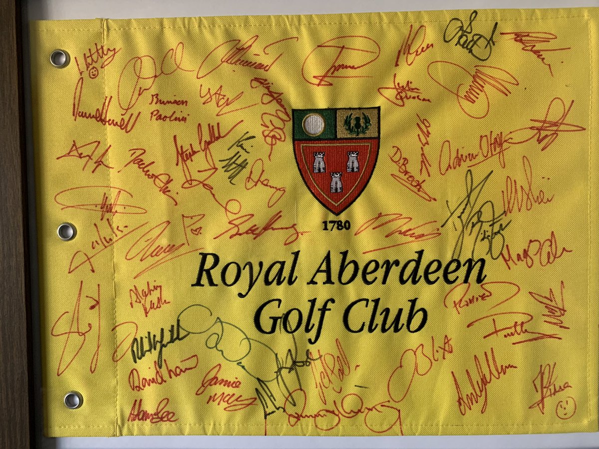 RoyalAberdeenPS's tweet photo. When your son goes daft collecting signatures at the 2014 AAM Scottish Open. Watch coverage tonight at 6pm on @SkySportsGolf, @McIlroyRory course record 64 and excellent golf by @JustinRose99 to win #linksgolf #testingconditions #readyfortheopen #cameramanisstillconfused ๐ https://t.co/MUutezn5Rk