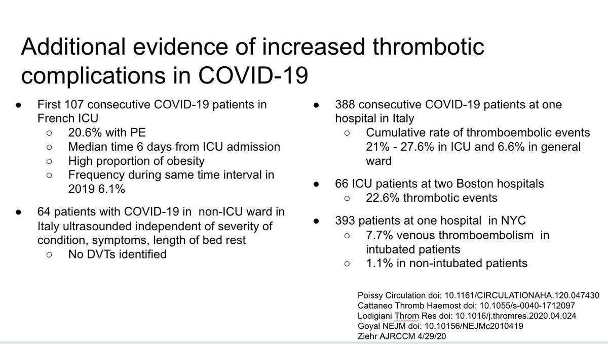 There have been a number of additional papers in the last two weeks better characterizing the thrombotic risk in COVID-19