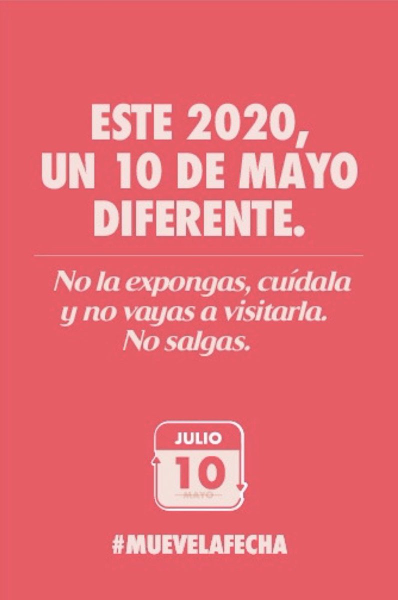 Este #10DeMayo cuidemos a nuestras mamás. Celebremos con #SanaDistancia y el #10DeJulio con la familia. Gracias a <a href="/canirac/">CANIRAC NACIONAL</a> de la Ciudad por sumarse a esta iniciativa. #MueveLaFecha <a href="/BeatrizGMuller/">Beatriz Gutiérrez Müller</a>