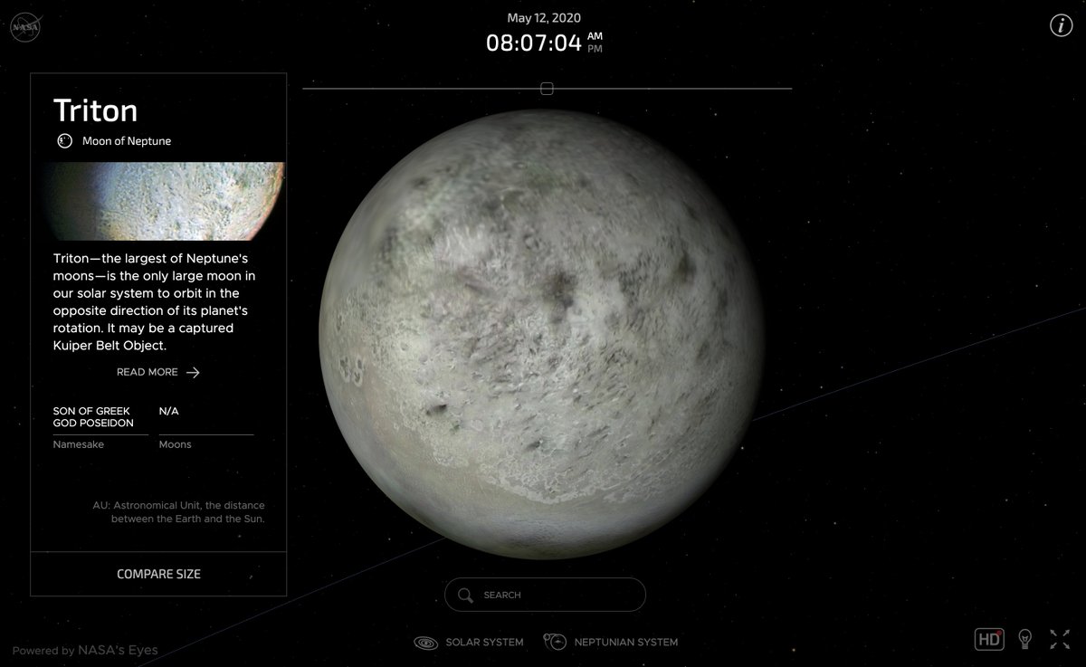 Even dark, distant Neptune has an active moon — geysers erupt from the  surface of Triton., image size:1200x737