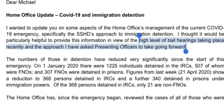 What does the Home Office wish the judge to know?Well, it ostensibly wants to discuss “the high level of bail hearings taking place recently” in immigration proceedings, and the approach that “presenting officers” (legal officers who represent the Home Office) are taking.