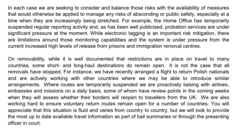 What follows proves this. It is two paragraphs of the type of submissions that might be made by the Home Office in a bail hearing. Again, the judge will be familiar with these arguments. So why publicly put them in writing?Again, the only answer is: to apply public pressure.