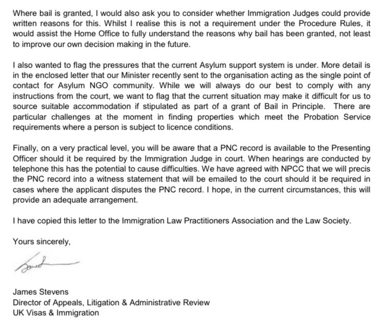 Likewise, one wonders what reason there is asking for written reasons to be given, when judges give oral reasons in court and the Home Office has a presenting officer who can take a full note.One might see it as a shot across the bows. The Home Office throwing its weight around