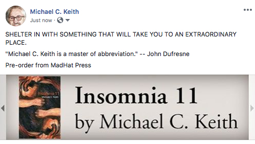 CoreyFlintoff's tweet photo. I just got a preview copy of @michaelckeith's  latest book and I'm really looking forward to reading it. It'll be out in a couple of weeks, and you can pre-order from MadHat Press. https://t.co/vnZ403kcQa