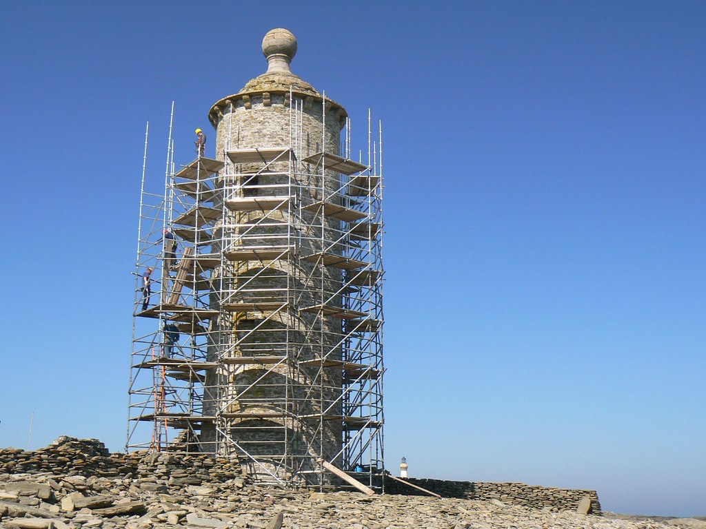 3.10/ Dennis Head Old Beacon. Built in 1788/89 and is the oldest surviving purpose-built lighthouse in Scotland. Although state of the art for the time, the light was ineffective and was removed when the lighthouse was abandoned in 1809. Received grant aid for its repair in 2007.