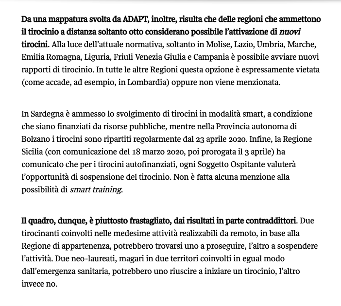 MicheTiraboschi's tweet photo. Si possono oggi attivare #Tirocini in Italia? E cosa è successo dei tirocini attivati prima della emergenza sanitaria? Anche qui le Regioni vanno in ordine sparso. Vedi la mappatura realizzata da @GImpellizzieri e @GNascetti per @NuvolaDelLavoro @Corriere https://t.co/WdJjUNm2hQ https://t.co/JGKQzvGpbD