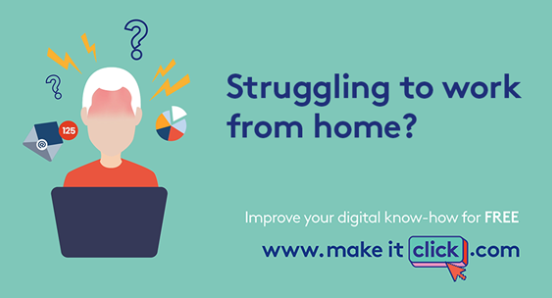 GrowthHubHOTSW's tweet photo. If you are working from home for the first time and need support getting to grips with digital tools and apps check out the free courses & guides available from Make it Click https://t.co/kiPmRPNZ7V
#digitalskills #apps #workingfromhome #resiliencesw #keepswworking #devonhour https://t.co/o7eGXVl32j