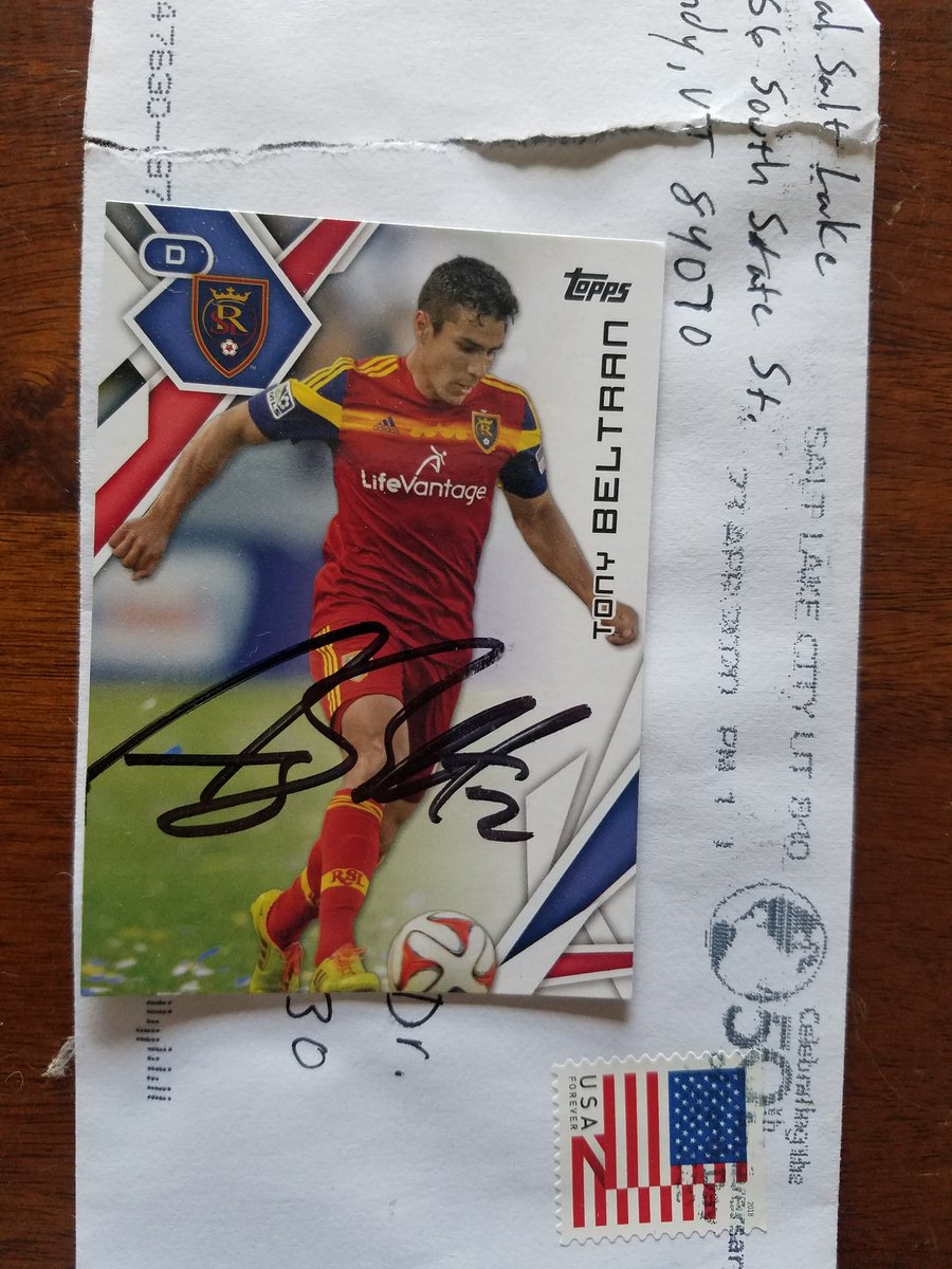 Got another nice MLS success from Real Salt Lake defender Tony Beltran! Thank you @realsaltlake for making this possible! #TTM #MLS @autographblog @Wazza4ever @TTM_Todd @SnakeEyesAGC @MyPenIsHugeTTM @MikeSorenson1