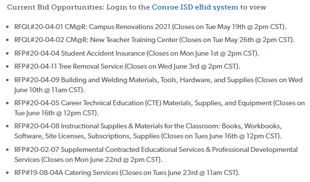 Conroe ISD Procurement Services Department tweet media