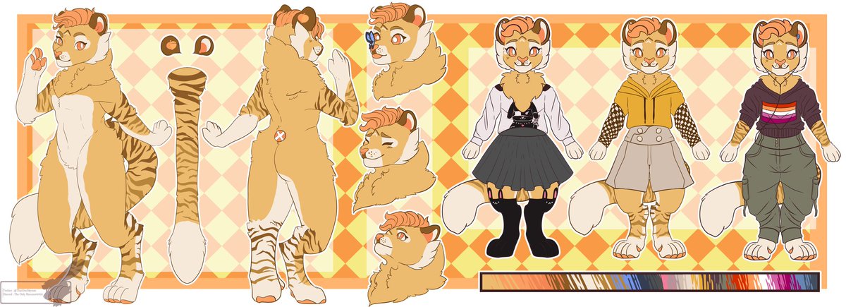 Here it is, Peach's new ref sheet!! Made by the lovely artist @ThatOneSkroom Her outfits are so cute QwQ Thank you so much <3<3