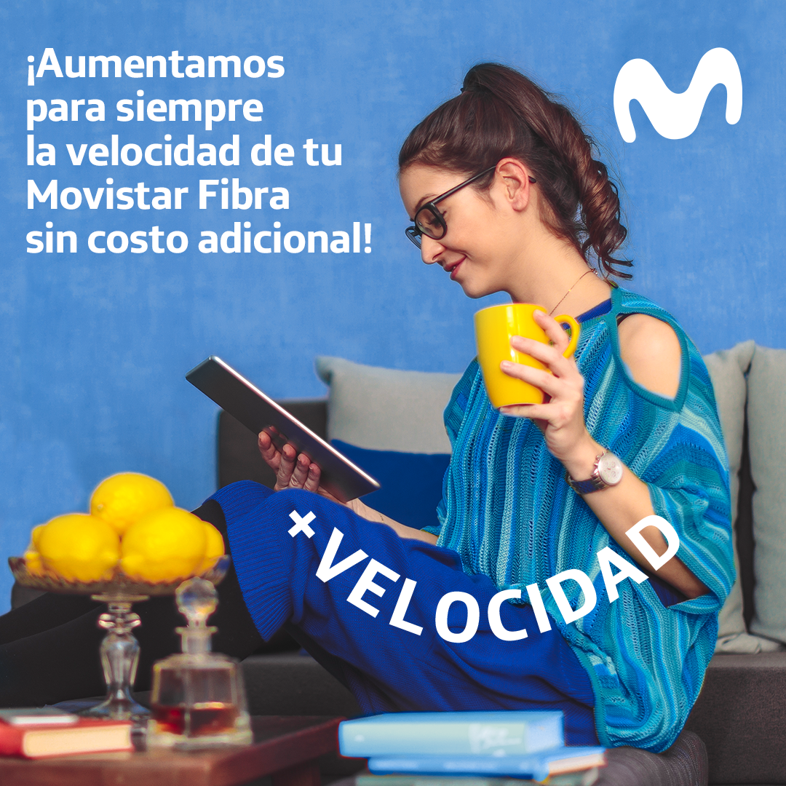 movistarcl_corp's tweet photo. .@MovistarChile aumenta para siempre, y en hasta un 100%, las velocidades de fibra óptica. ¡Sin costo adicional! 👩‍💻🧑‍💻 Además, la compañía extendió los beneficios como redes sociales libres y herramientas para el teletrabajo hasta el 31 de mayo. 📲 https://t.co/05hqCFGdkQ https://t.co/229xb2lvw9