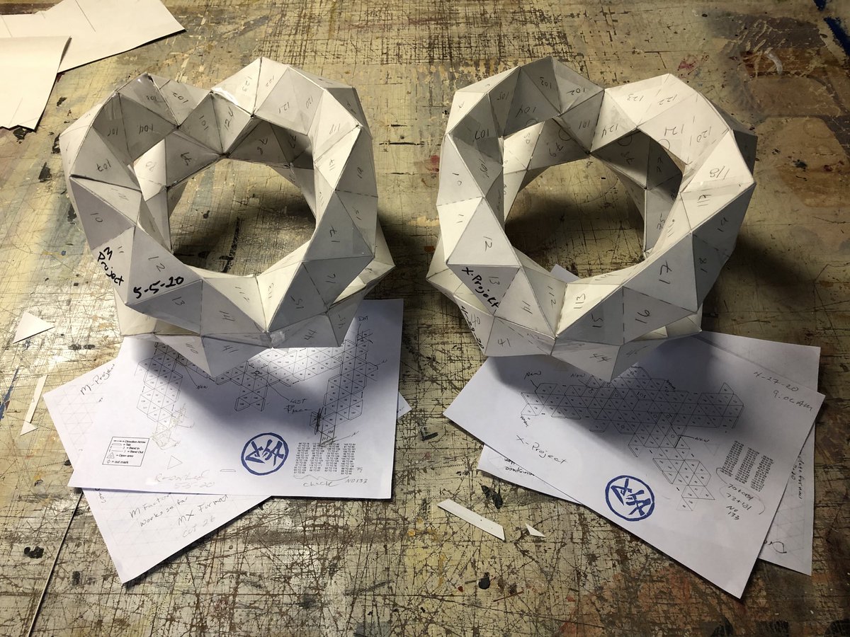 printrealblue's tweet photo. I I have completed both images. The X and M Project. Two different patterns that creates the same 3 d object. Justo. #paperpattern #mokulito #architectural https://t.co/VuS1zVgBSb