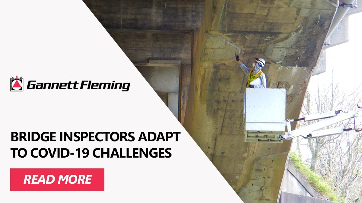 GannettFleming's tweet photo. #Safety is a top priority when it comes to protecting our staff, clients, &amp; community. Our bridge inspectors have partnered with our corporate safety team to face #COVID19 armed with new guidelines &amp; better practices. Learn more: https://t.co/CDqprHmxlk. #JoinOurJourney https://t.co/ikiC33m027