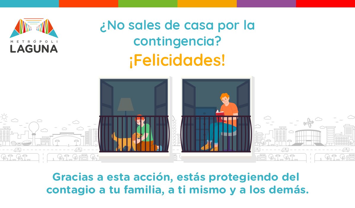MetropoliLaguna's tweet photo. Posiblemente será nuestra única oportunidad para decir que encerrados en casa hacemos algo por la sociedad. 🏡✔️

Tranquilos, no falta mucho para volver a pasear por la Morelos o ir por una nieve a Lerdo; mientras puedes apoyar a los que tienen que seguir saliendo, a distancia. https://t.co/rBGJRDYs5Y
