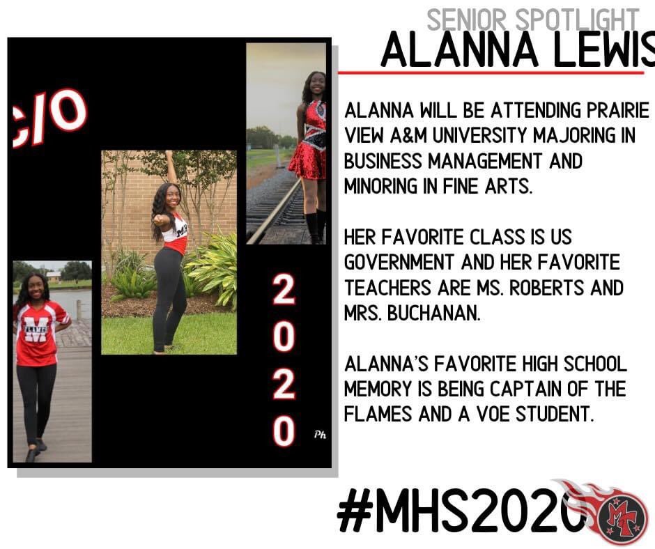 MHS_Flames's tweet photo. Senior Spotlight ❤️🔥🖤
Our very own Captain, Alanna Lewis
#MHS2020 https://t.co/cDWNHQG4j6