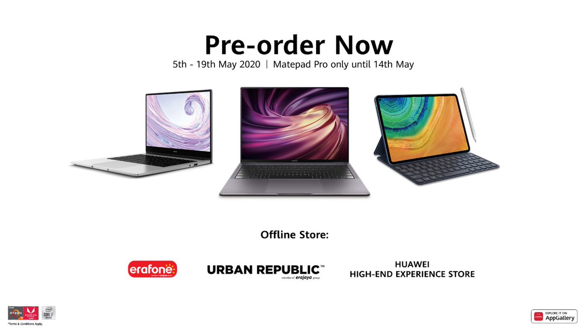 HuaweiMobileID's tweet photo. Saatnya kamu tunggu telah tiba! Ikuti Pre-Order MateBook X Pro, MateBook D 14 &amp; MatePad Pro hanya di Huawei High-End Experience Store &amp; Huawei Official Offline Store. Dapatkan sekarang juga! https://t.co/TjRk4Vgeu0