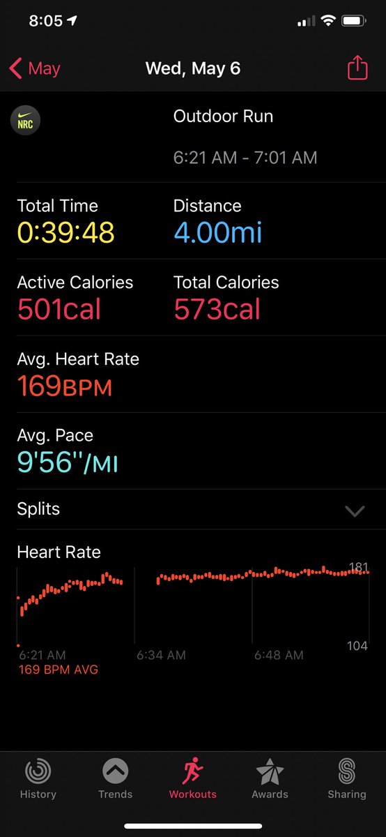 Hotel_Pens's tweet photo. @teamnike question about a bug on the NRC App today. Completed a run, ack’d it on the watch app, then it disappeared. Not on watch or phone app. The Apple Activity app shows the run, including that it was with NRC. So data is recorded. Any way to recover the run for my stats? https://t.co/ZGlfF0tf5q