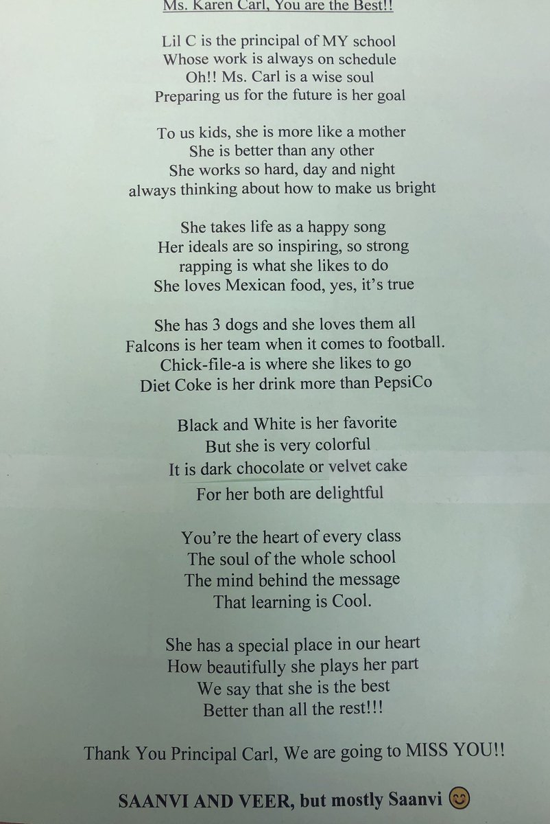 Thank you Saanvi and Veer Lamba for this RAP!  I love it!  Awesome LRES students!  This means so much!❤️❤️❤️