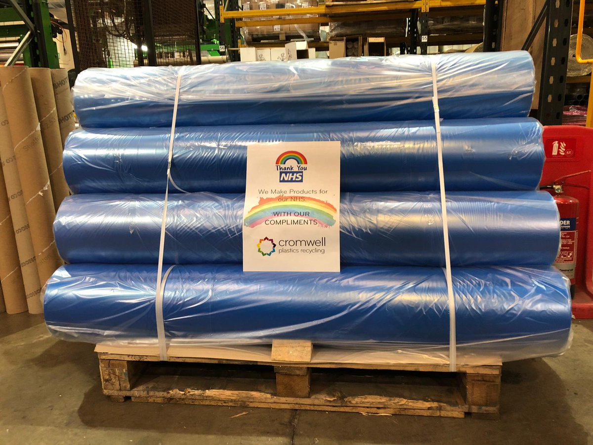 CromwellPoly's tweet image. We’re delighted to be doing our bit to help the #PPE shortage, alongside standard PE #apron film we were pleased to help out eaglewing charity this week with some blue #film, free of charge, to be made into #gowns by Sanders Sails in Lymington, for the Hampshire #NHS.