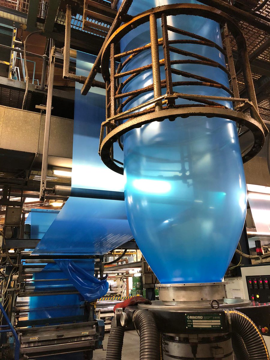 CromwellPoly's tweet image. We’re delighted to be doing our bit to help the #PPE shortage, alongside standard PE #apron film we were pleased to help out eaglewing charity this week with some blue #film, free of charge, to be made into #gowns by Sanders Sails in Lymington, for the Hampshire #NHS.