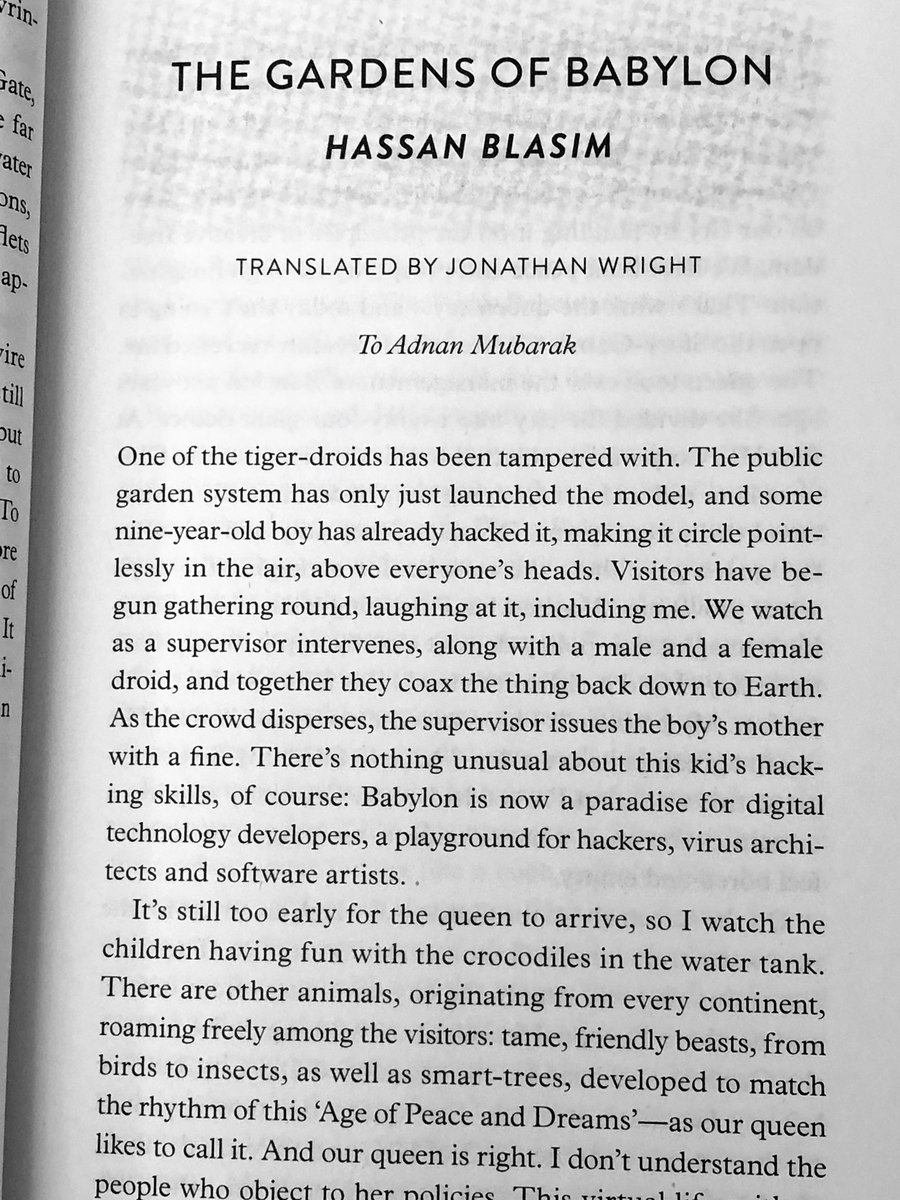 5/6/2020: "The Gardens of Babylon" by Hassan Blasim, from the anthology IRAQ +100, edited by Blasim and published by  @TorDotComPub.