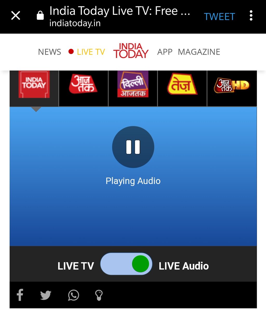 NJDesai's tweet photo. @IndiaToday nice option of audio only.. keep innovating..  @rahulkanwal https://t.co/Sk9Jc1hMb6