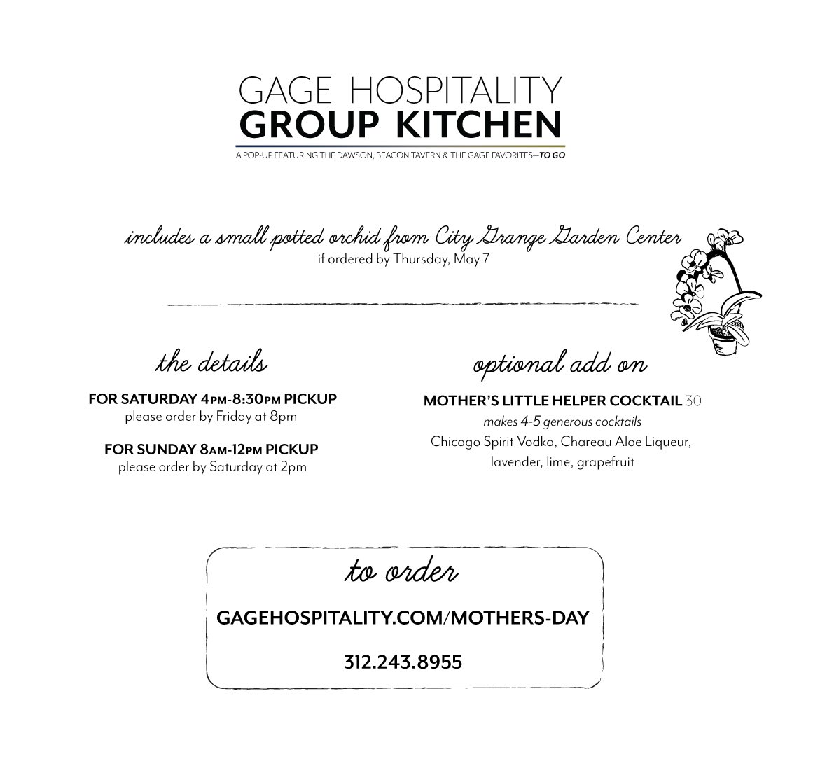 Mother’s Day is just around the corner and we’ve got the perfect start to the day—an assortment of sweet and savory brunch delights—sure to put a smile on mom’s face. To view menu and order, please visit gagehospitality.com/mothers-day🍳🥧🍾#onmothersdaywebrunch #ghgkitchen