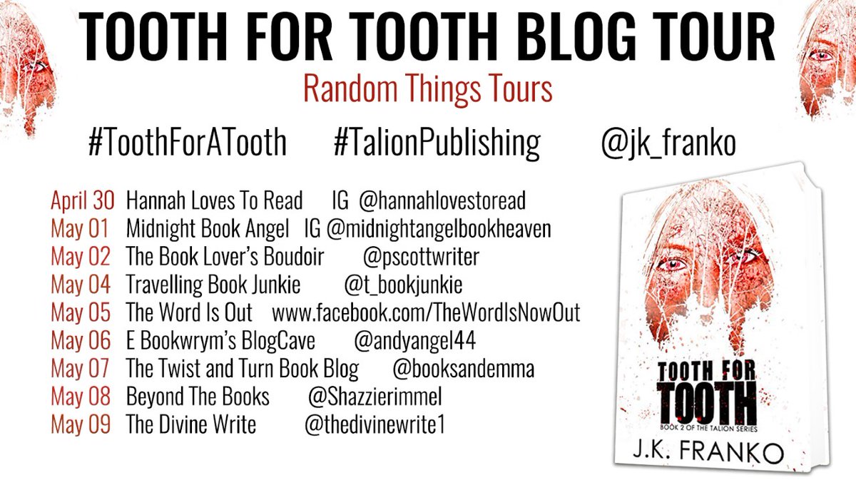 booksandemma's tweet image. GIVEAWAY!!

TO A WIN A J.K. FRANKO, T-SHIRT OR CAP!

All you have to do is subscribe to my blog! Old &amp;amp; new subs will all be entred in the draw!

#ToothForATooth#TalionPublishing @jk_franko @annecater 

booksandemma.wixsite.com/blog/post/toot…

booksandemma.wixsite.com/blog/subscribe