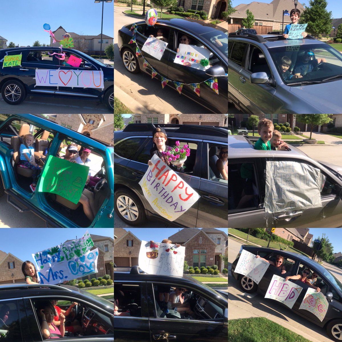 Covert1st's tweet photo. Best way to spend my birthday!!! Seeing my precious students for a drive by parade! Still smiling!!! Love my Covert’s kiddos! Thank you parents for making this happen 💚 #JESFamily @Jack_D_Johnson https://t.co/9lHo0B1Q3v