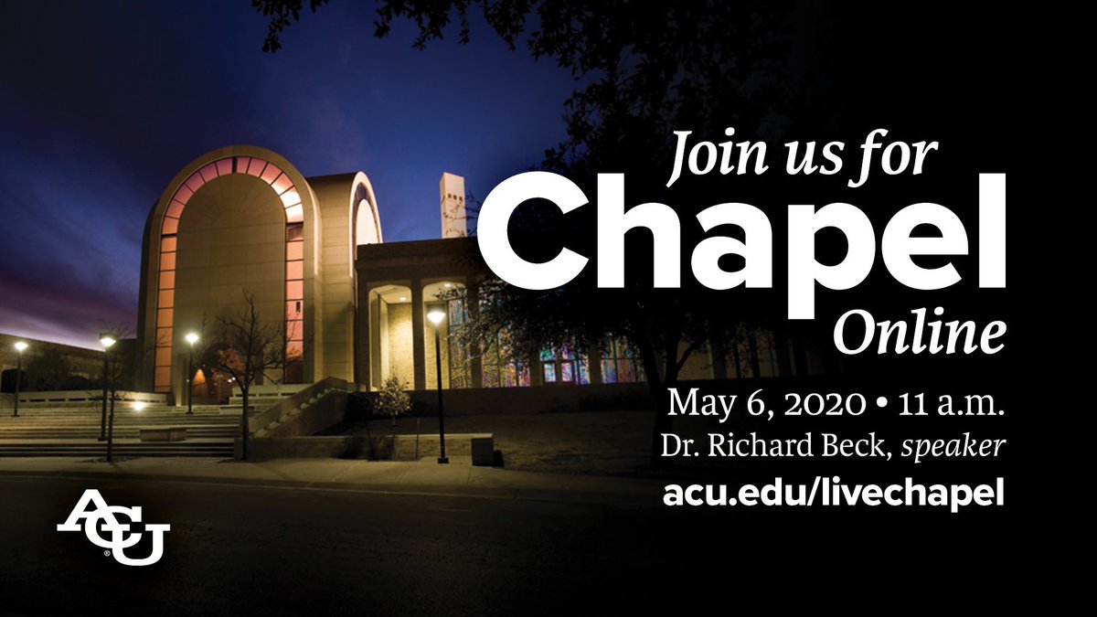 ACUedu's tweet photo. It’s hard to believe this is our last #ACUVirtualChapel of the semester. It’s been a terrific way for us to come together & experience God’s love & comfort as a family. Today we’ll hear from Dr. Richard Beck (‘89), professor & chair of ACU’s Department of Psychology. #ACUTogether https://t.co/0pbHyxuTvf