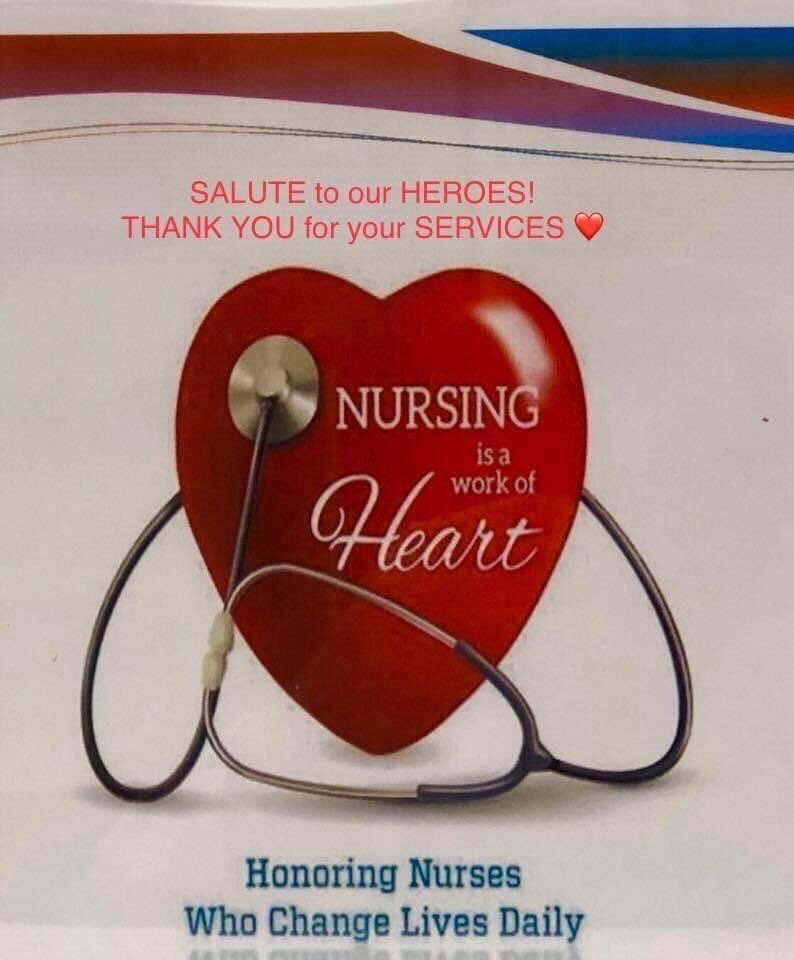Happy Nurses Week to all the nurses serving on the frontlines. We risk our lives to help save the lives of our patients. A toast to 2020 the “Year of the Nurse”. Stay safe while keeping our patients and the community safe!