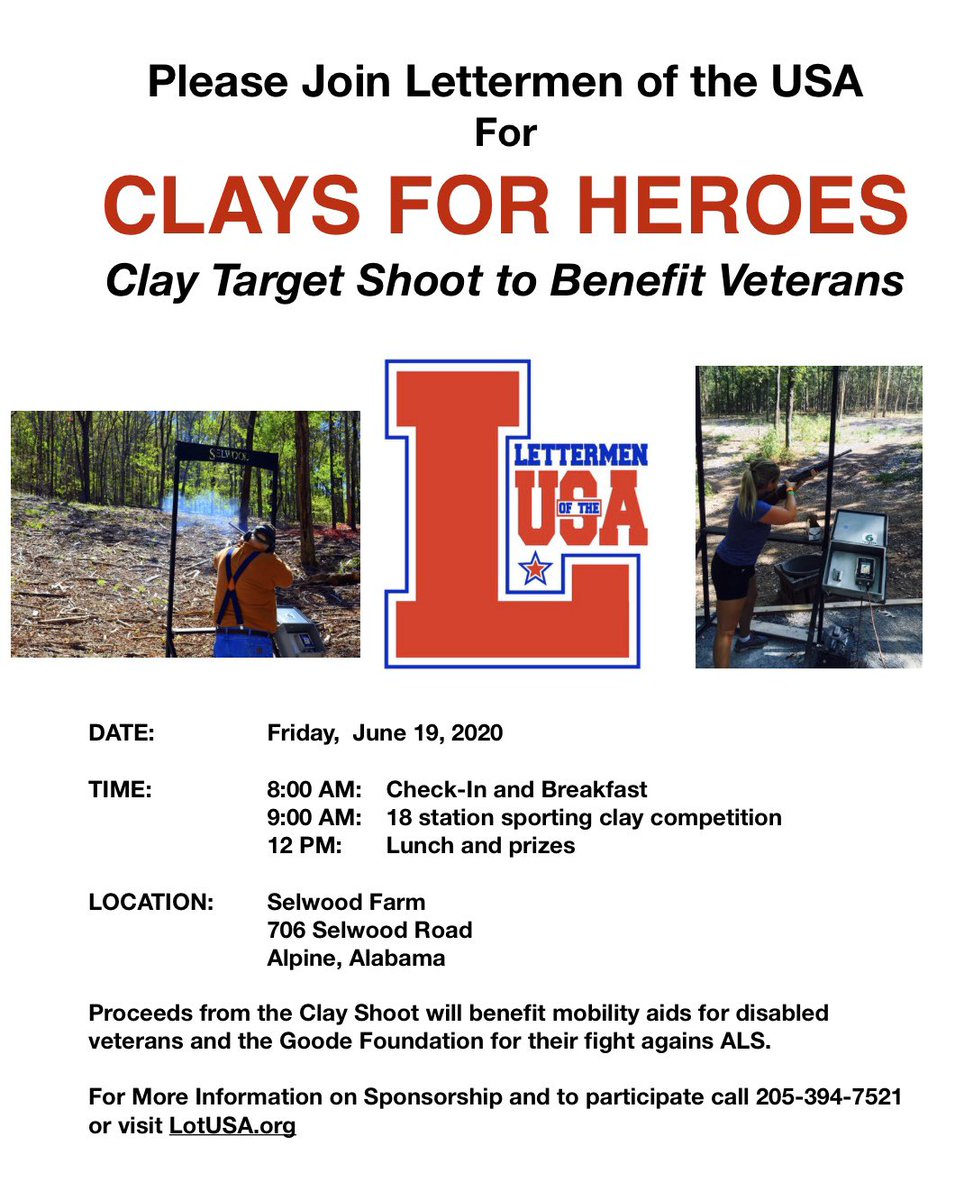 LETTERMENUSA's tweet photo. Lettermen USA is proud to team up with @GoodeFoundation Please join Clays for Heroes-clay target shoot at Selwood Farm June 19th. Proceeds benefit discharged veterans in need and Goode Foundation for their fight against ALS. To purchase tickets visit
https://t.co/iiU7Z7qjP0 https://t.co/nQTc3HPQQu