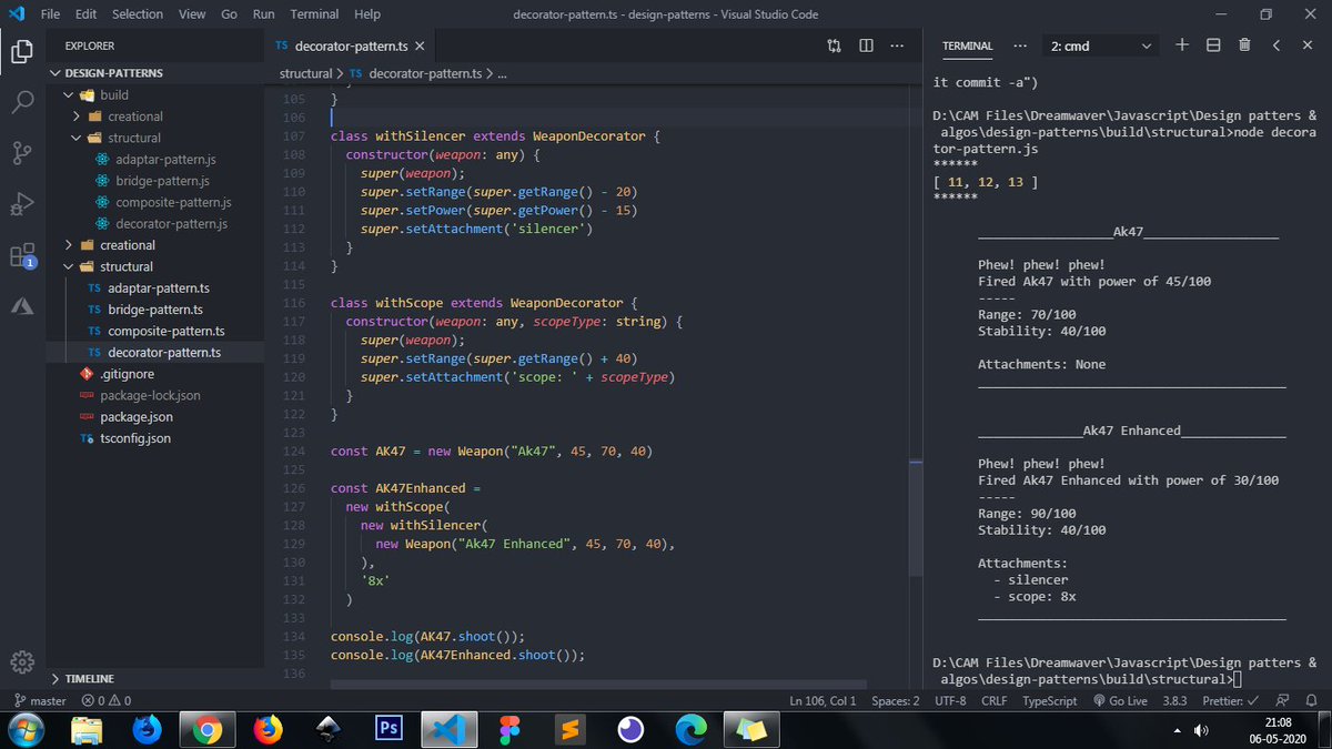 anuraghazru's tweet image. #DesignPatternsEveryday
Next Up! Decorator Pattern.

1/3
Decorator pattern allows us to enhance any class/object with extra behaviour without having to define any subclasses.
I really like the flexibility and composability powers which decorators provide me.