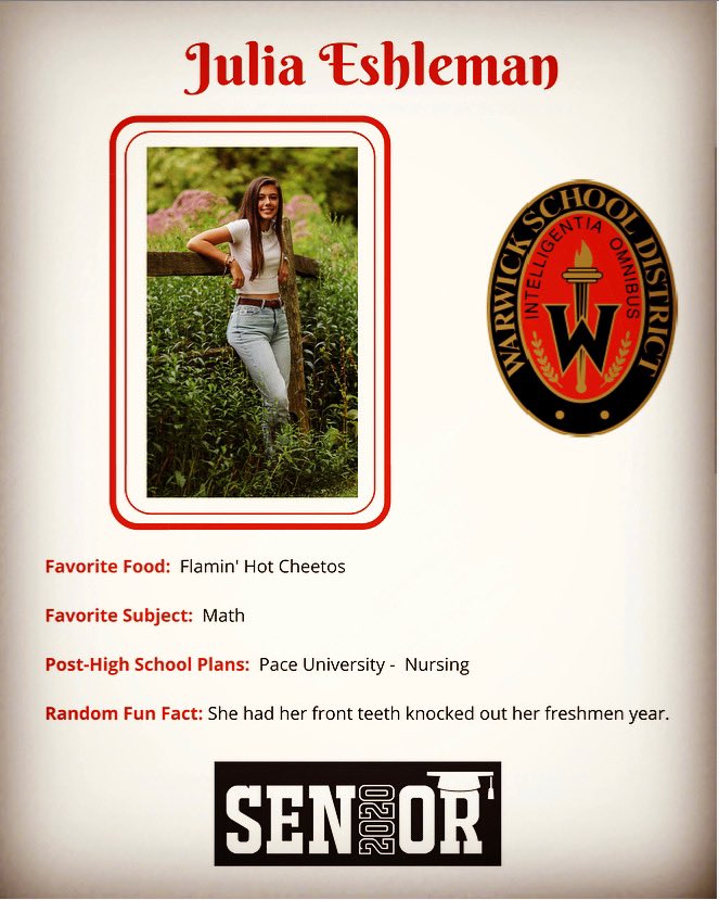 WarwickHSpride's tweet photo. Senior Shout-Out! #Classof2020 #WarwickStrong https://t.co/8BERjpLFwK