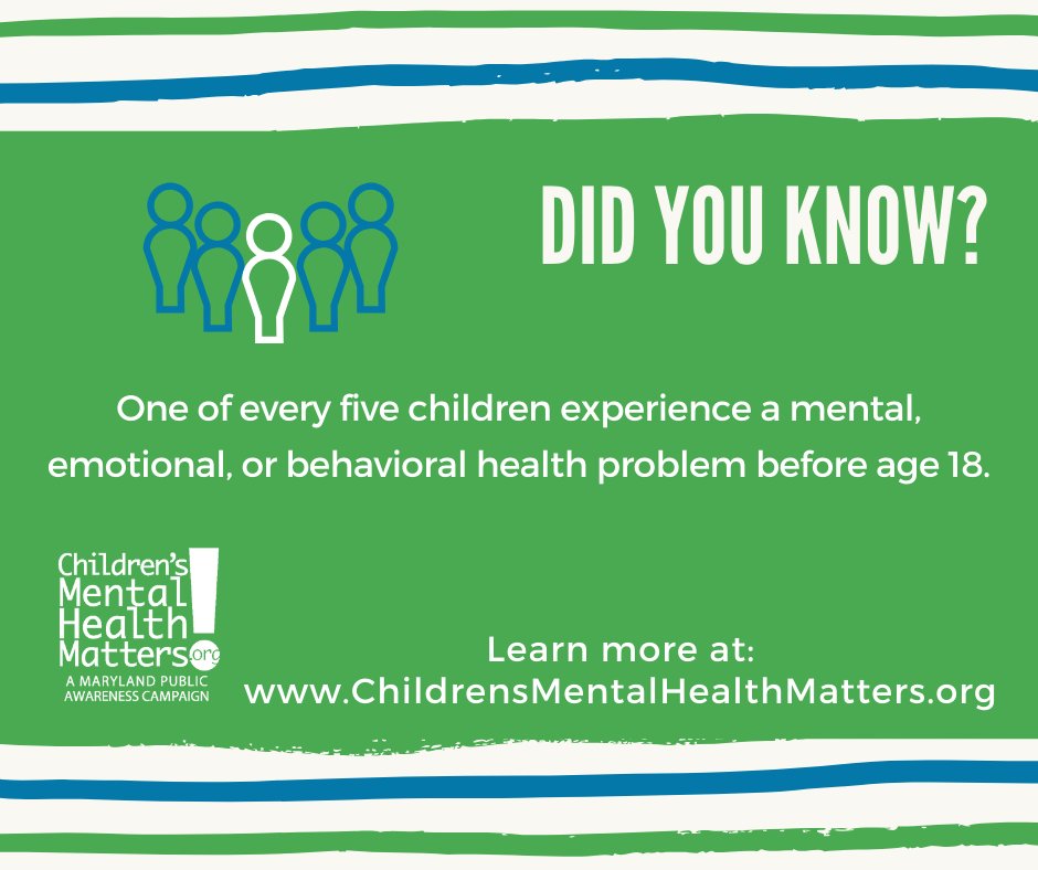 ChildrensMHM's tweet photo. 1 in 5 children &amp; adolescents may have a mental health problem at any given time. A child’s mental health is just as important as physical health!

• Family Resource Kit: https://t.co/UHdIVnj5nw
• Educator Resource Kit: https://t.co/4tor7VykZz
https://t.co/xPBanoorsH https://t.co/r3n3DzFDwv