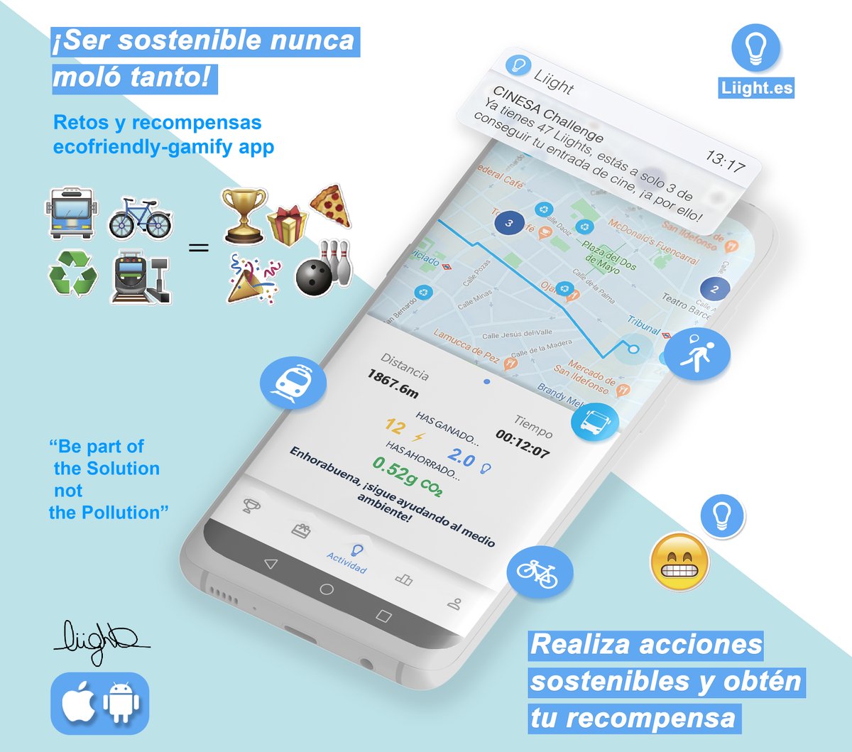 TandemSocial's tweet photo. ¿Utilizas el bus, tren o bici? 🚴🏻🚇🚍♻️ Gracias a @Liight_es realizar acciones sostenibles tiene recompensa. 

Descárgate la app y consigue entradas de cine, tecnología, moda, planes de ocio y mucho más por luchar contra el cambio climático ¡Ser sostenible nunca moló tanto!💡🏆 https://t.co/g9a91iY2Pf