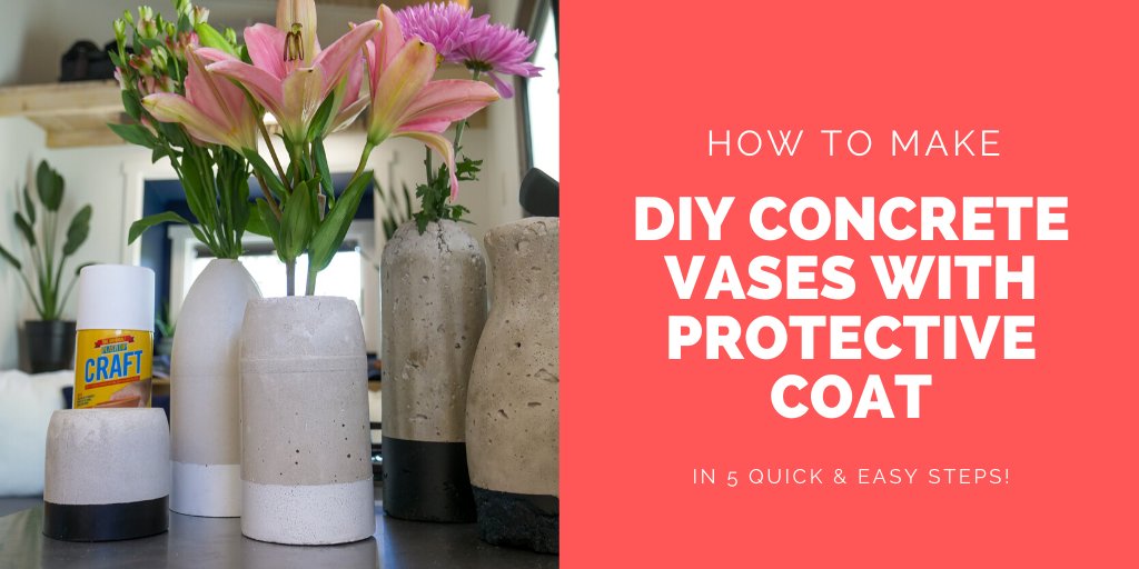 #ad We partnered with @plastidipintl to show you this quick &amp; easy #DIY project to make these beautiful concrete vases coated with #plastidip to protect your countertops—perfect for a quick weekend project for your [tiny] home! #dipheadsunite lnk2.io/wBCH8q9