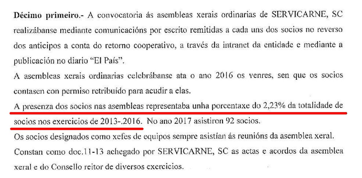 ccoogalicia's tweet photo. 5️⃣ Os «socios traballadores» de #Servicarne en  #Novafrigsa non gozaban dos dereitos que lles confere a lei que regula as cooperativas. Ata o ano 2016, as asembleas convocábanse un día laboral e non se outorgaban permisos para poder asistir e participar na toma de decisións. https://t.co/Q8gKfiEw2e