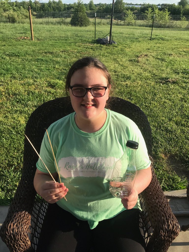 lizamscott's tweet photo. Check out Reagan’s Trash Challenge creation! She created a bird feeder out of wooden skewers and a tea bottle. Great job, Reagan! #TrashChallenge #GiftedProject @RESelem https://t.co/5pajkXuK1S