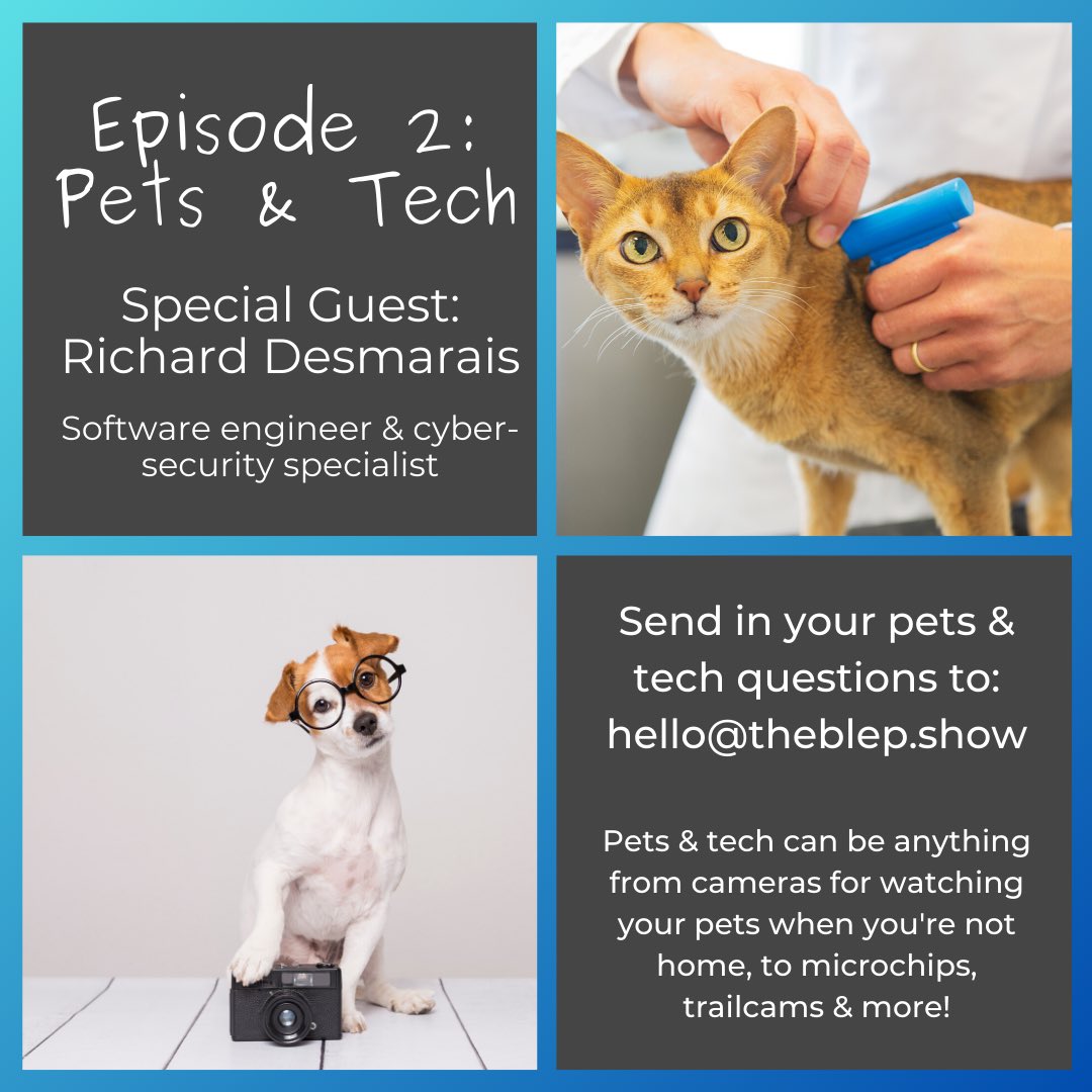 TheBlepShow's tweet photo. Does your puppo tweet? Have a furbo? Have a question about the security of your furbo? Join us for our Pets and Tech episode with cyber security expert Richard Desmarais! Get your question in now! #TheBlep https://t.co/5rhO2o5D1e