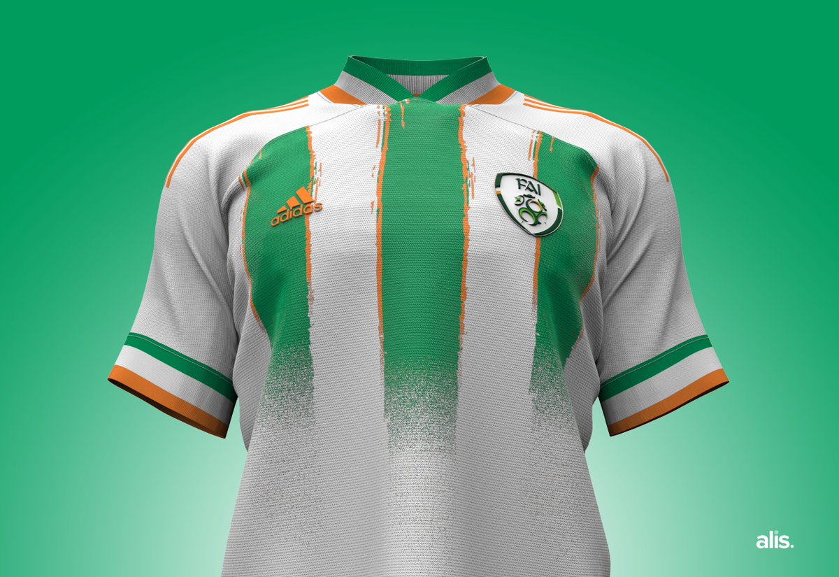 alisDZN's tweet photo. From 2D➡️3D.
🇮🇪 @FAIreland X @adidas
//away shirt
👉Here you have my Ireland design, now rendered in 3D.
💡Inspired by the 1994 WC away jersey.
#fai #ireland #adidas #history #retro #90s #inspiration #condivo https://t.co/X4fABYkRGv