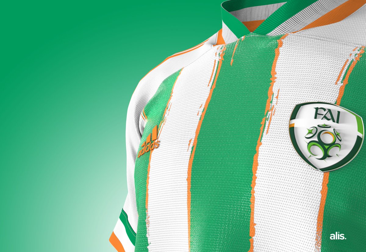 alisDZN's tweet photo. From 2D➡️3D.
🇮🇪 @FAIreland X @adidas
//away shirt
👉Here you have my Ireland design, now rendered in 3D.
💡Inspired by the 1994 WC away jersey.
#fai #ireland #adidas #history #retro #90s #inspiration #condivo https://t.co/X4fABYkRGv