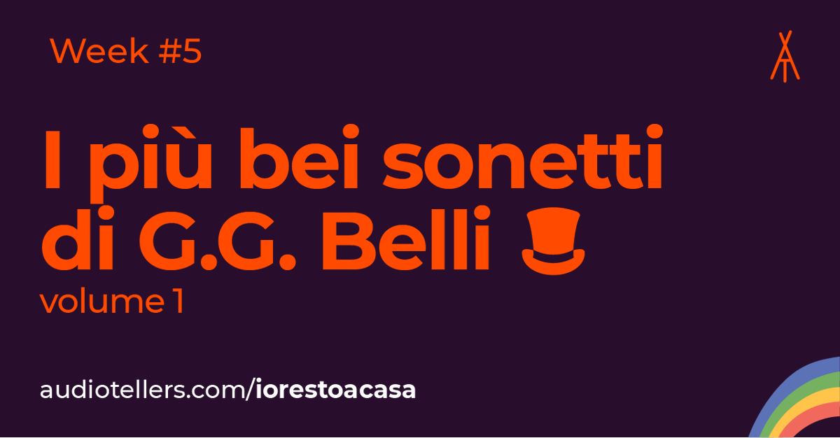 audiotellers's tweet photo. Per la week#5 di #iorestoacasa ecco a voi un altro classico romanesco...
Il primo di due volume de "I più bei sonetti di Giuseppe Gioacchino Belli" letti da Fabrizio Galli su https://t.co/3bWRW2l3fx
Buon ascolto e buona fase 2!
🎧

#audiotellers
#iorestoacasa https://t.co/KNOHHsbqsE