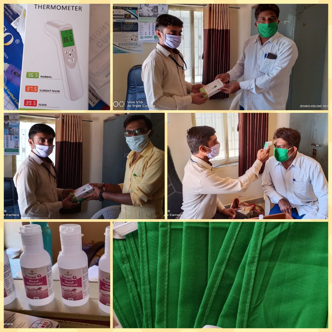 માધુપુર ગ્રામ પંચાયત દ્વારા ગામ માં માસ્ક, સેનિટાઈઝર નું વિતરણ અને આરોગ્ય કેન્દ્ર ને થર્મલ ગન આપવામાં આવી જેથી લોકોના આરોગ્ય ની ચકાસણી થોડી જલ્દી ને વધુ ચોકસાઈથી થઈ શકે