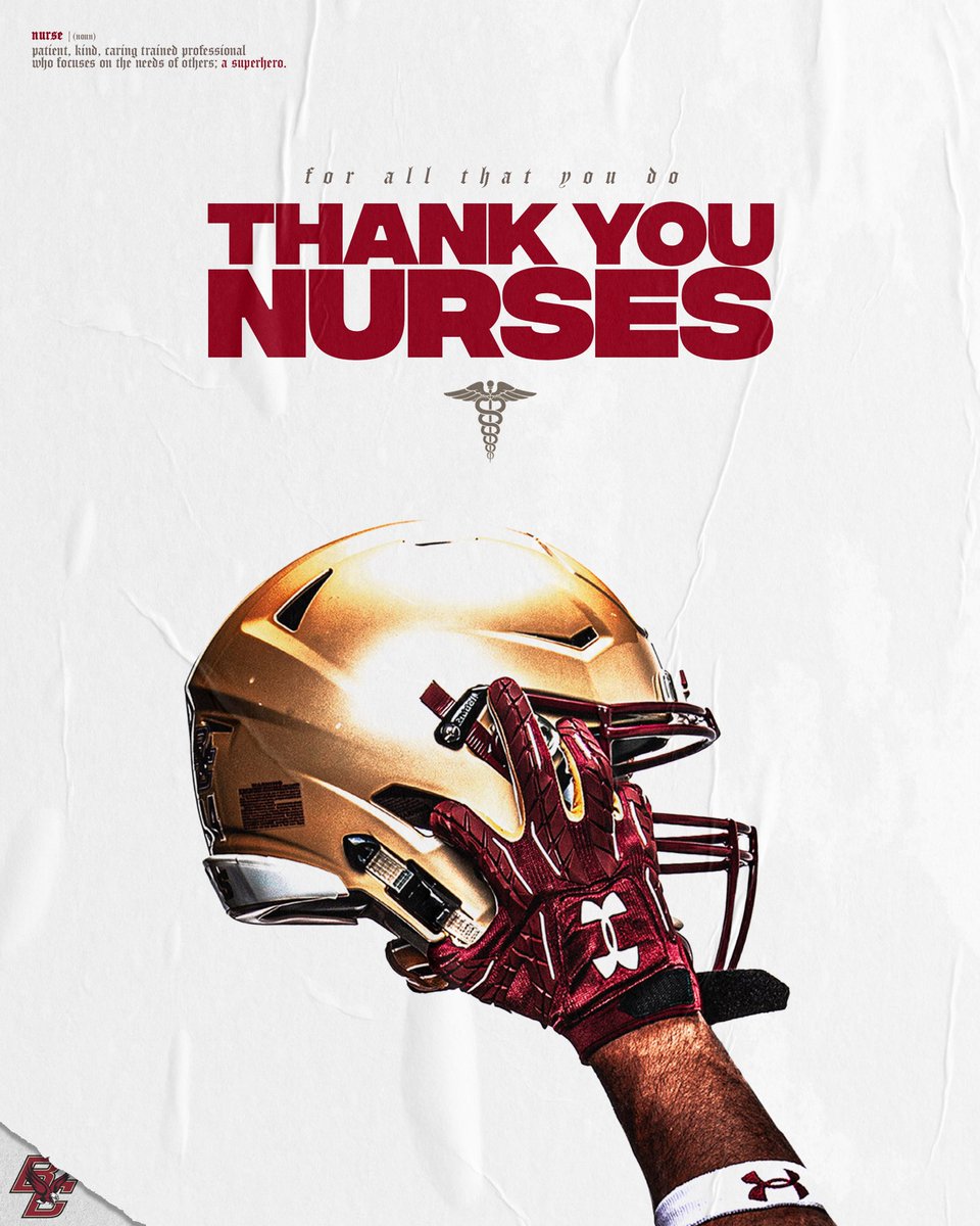 BCFootball's tweet photo. Thank you to all the nurses working on the front lines 🙌 #NationalNursesDay #WeAreBC https://t.co/HXoegJdKXb