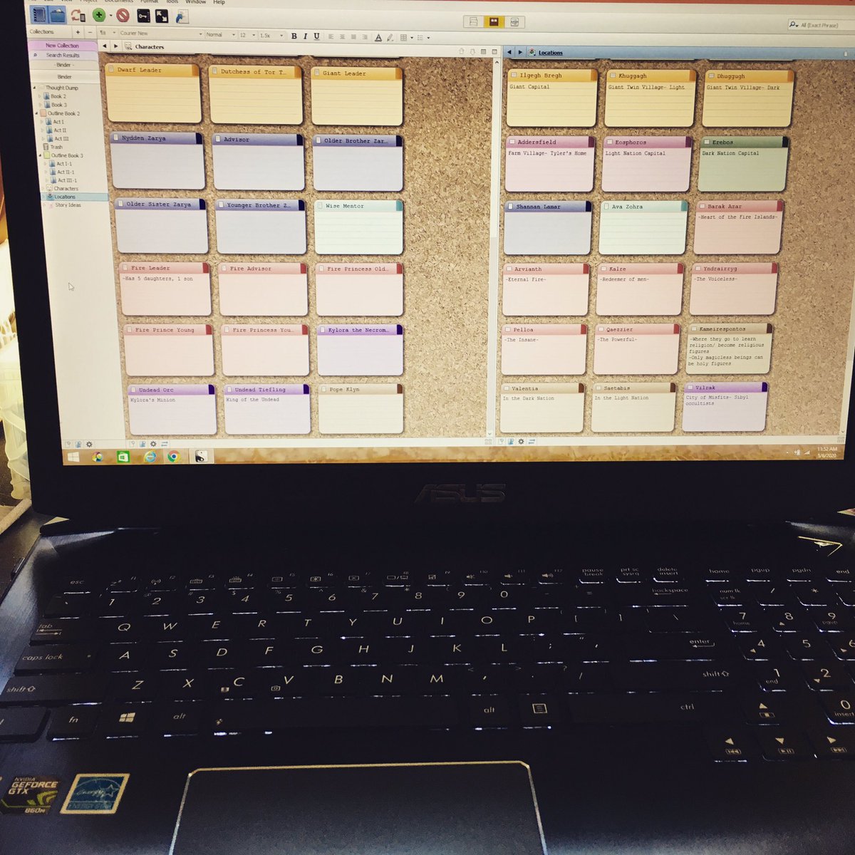 KaylaKnue's tweet photo. Creating character and location cards for my series #scrivner #amwriting #worldbuilding #amwritingfantasy #darkfantasybooks #writer #writing #author #organized #ocd #characters #fantasynames #intertwinedseries #intertwined https://t.co/nfRoPDrOMv